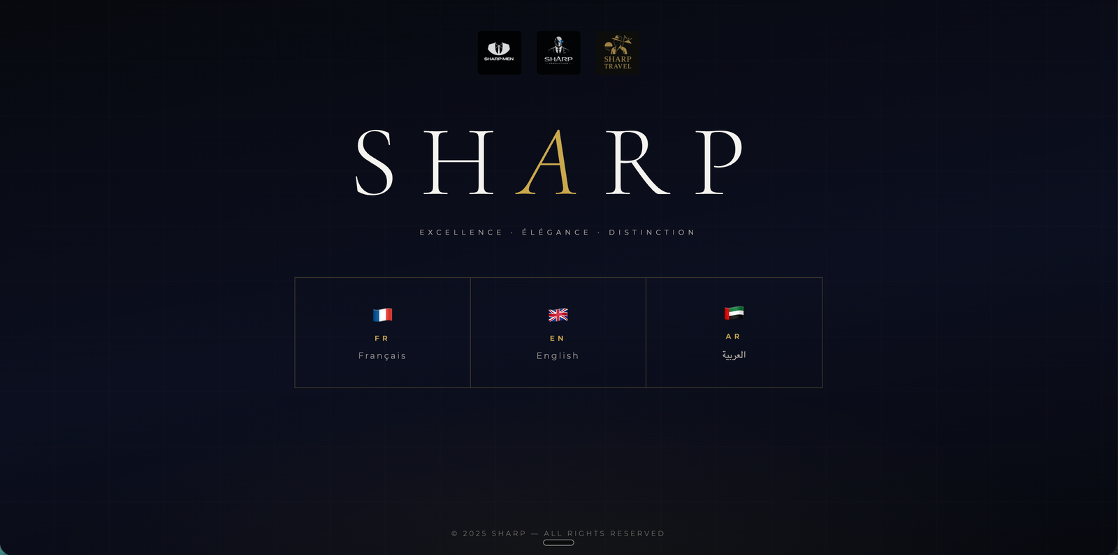 Sharp Travel — Page sélecteur de langue